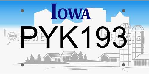 PYK193 Iowa License Plate