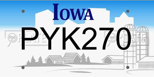 PYK270 Iowa License Plate