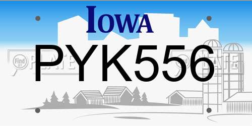 PYK556 Iowa License Plate