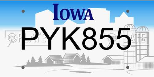 PYK855 Iowa License Plate