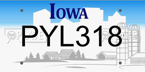 PYL318 Iowa License Plate