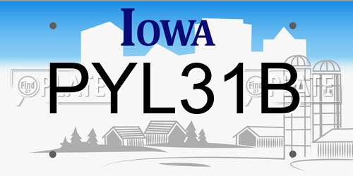 PYL31B Iowa License Plate