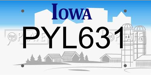 PYL631 Iowa License Plate