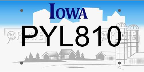 PYL810 Iowa License Plate