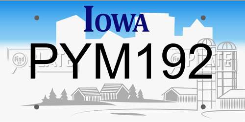 PYM192 Iowa License Plate
