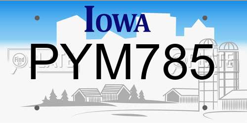 PYM785 Iowa License Plate