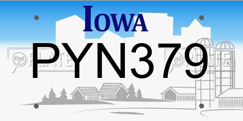 PYN379 Iowa License Plate