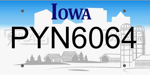 PYN6064 Iowa License Plate