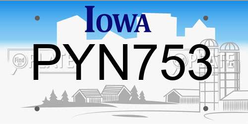 PYN753 Iowa License Plate