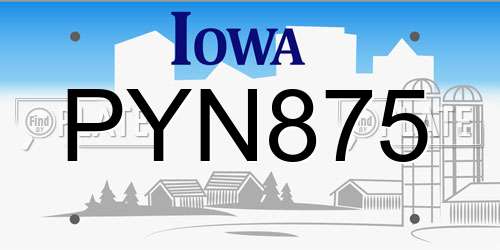 PYN875 Iowa License Plate
