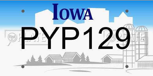 PYP129 Iowa License Plate