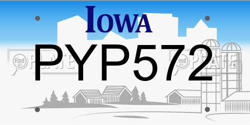 PYP572 Iowa License Plate