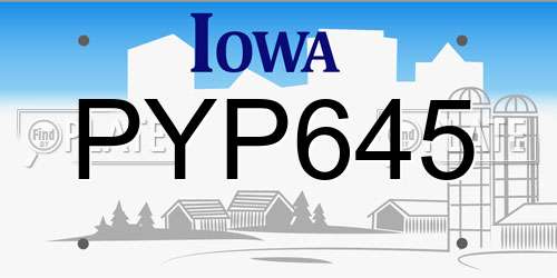 PYP645 Iowa License Plate
