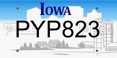 PYP823 Iowa License Plate