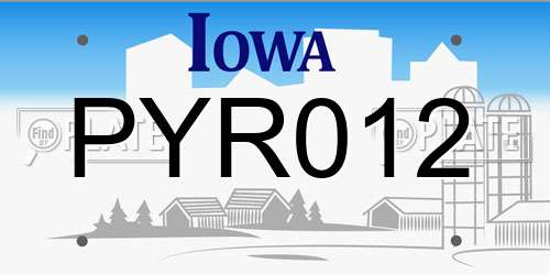 PYR012 Iowa License Plate