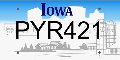 PYR421 Iowa License Plate