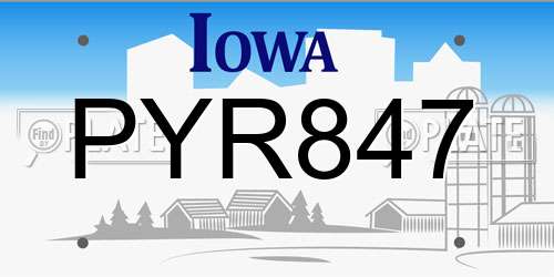 PYR847 Iowa License Plate