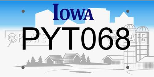 PYT068 Iowa License Plate