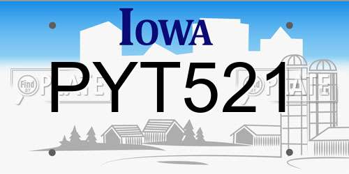 PYT521 Iowa License Plate