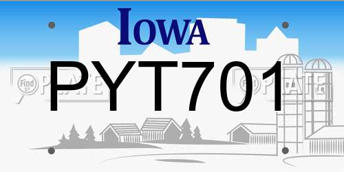 PYT701 Iowa License Plate