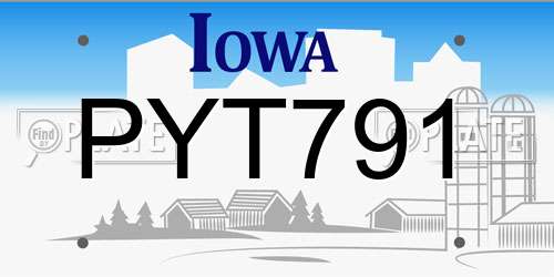 PYT791 Iowa License Plate