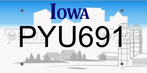 PYU691 Iowa License Plate
