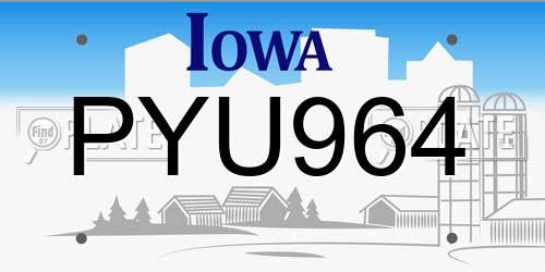 PYU964 Iowa License Plate