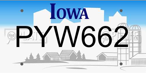 PYW662 Iowa License Plate