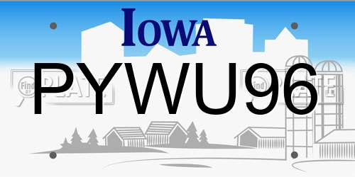 PYWU96 Iowa License Plate