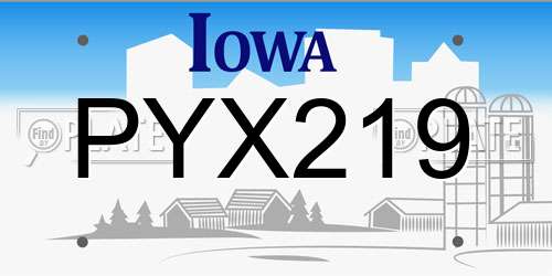 PYX219 Iowa License Plate