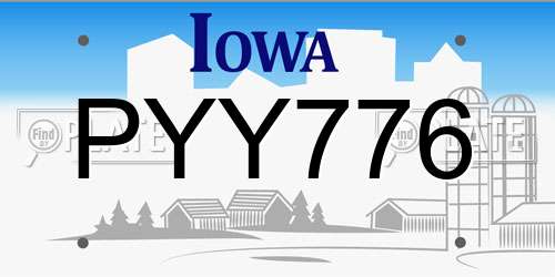PYY776 Iowa License Plate