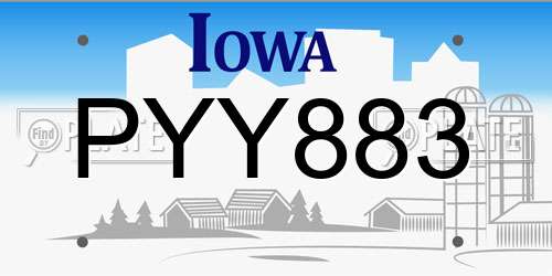 PYY883 Iowa License Plate