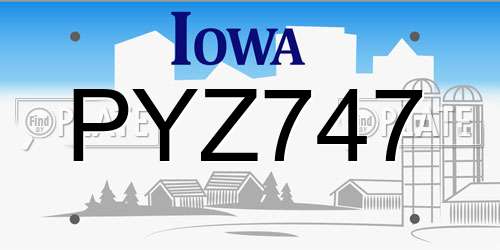 PYZ747 Iowa License Plate