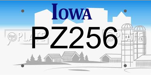 PZ256 Iowa License Plate
