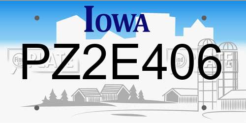 PZ2E406 Iowa License Plate