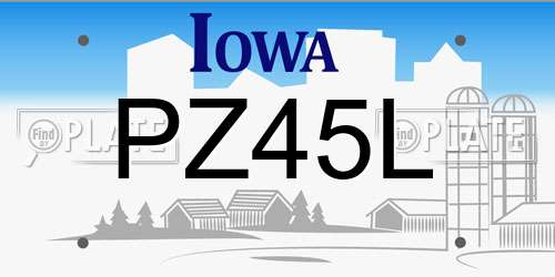 PZ45L Iowa License Plate