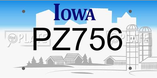 PZ756 Iowa License Plate