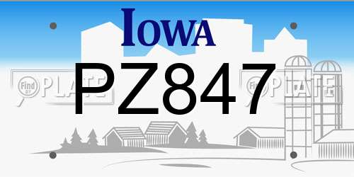 PZ847 Iowa License Plate