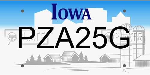 PZA25G Iowa License Plate