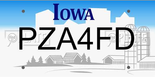 PZA4FD Iowa License Plate