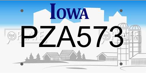 PZA573 Iowa License Plate