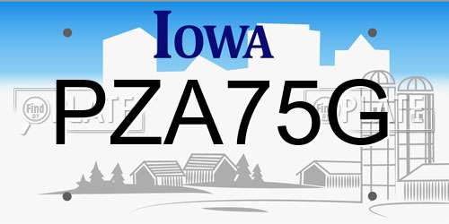 PZA75G Iowa License Plate