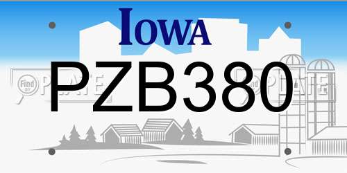 PZB380 Iowa License Plate