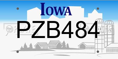 PZB484 Iowa License Plate