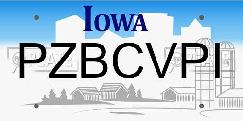 PZBCVPI Iowa License Plate