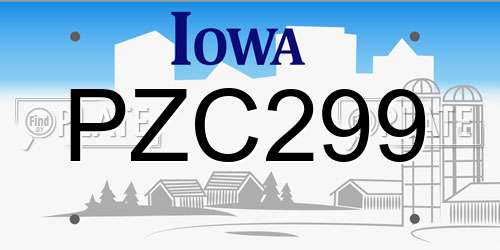 PZC299 Iowa License Plate