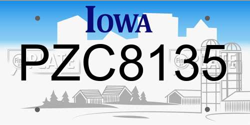 PZC8135 Iowa License Plate