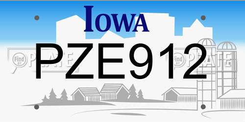 PZE912 Iowa License Plate