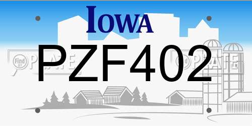 PZF402 Iowa License Plate