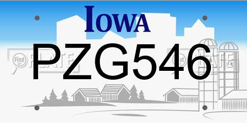 PZG546 Iowa License Plate